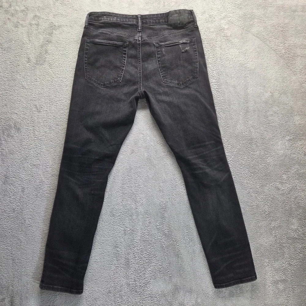 American Eagle Jeans Mens 34X32 Black Athletic‎ Skinny Mid Rise Distressed Denim